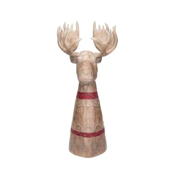 Hello Honey&reg; 17.75" Whitewashed Woodgrain Carved Moose Tabletop Accent {1}
