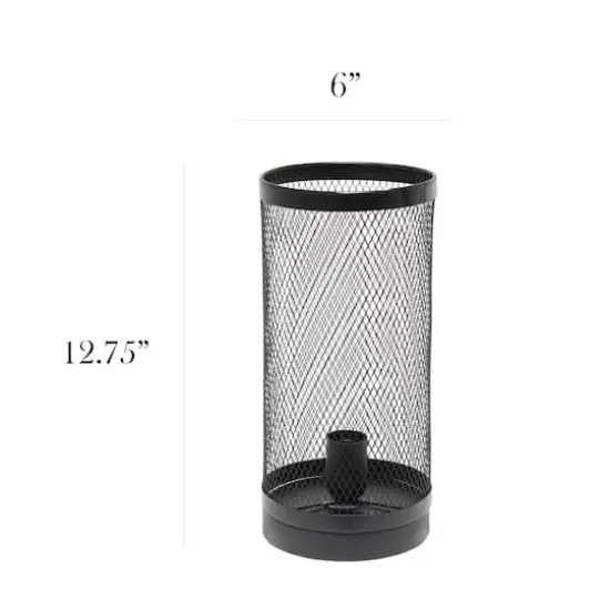 Simple Designs 13" Mesh Cylindrical Steel Table Lamp Black {4}