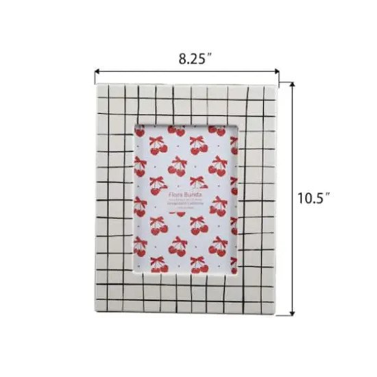 Flora Bunda&reg; 5" x 7" White Checker Line Ceramic Frame {3}