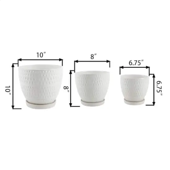 Flora Bunda&reg; Matte White Pharaoh Ceramic Pot On Saucer Set, 3ct. {3}