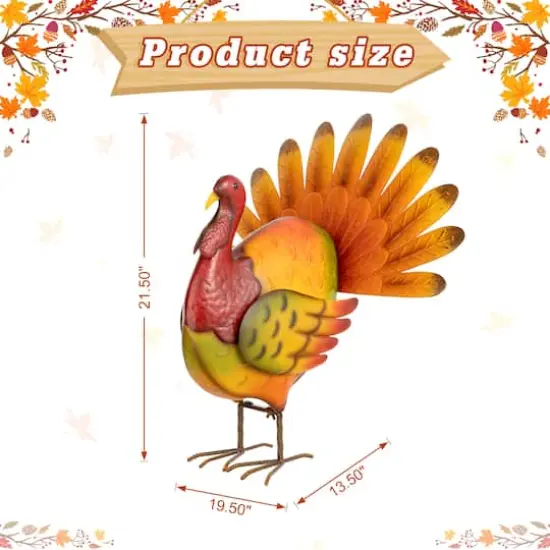 Glitzhome&reg; 21.5" Thanksgiving Metal Turkey Porch D&eacute;cor {9}