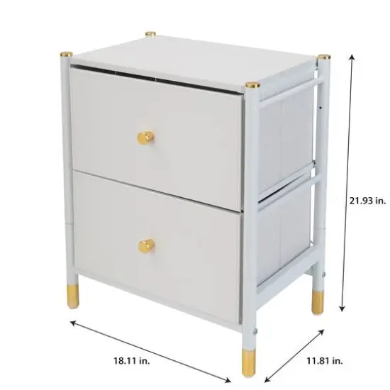 Simplify 2 Drawer Luxury Nightstand White {5}