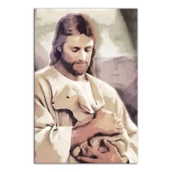Jesus with Lamb Canvas Wall Art {1}