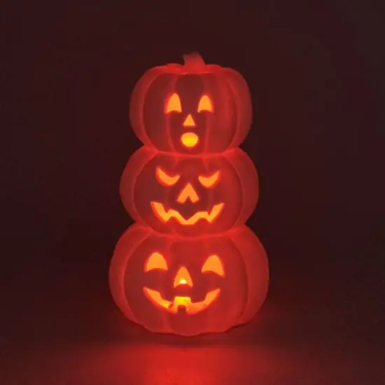 7.75" DIY Ceramic LED Stacked Jack-o'-Lanterns D&eacute;cor by Make Market&reg; {3}