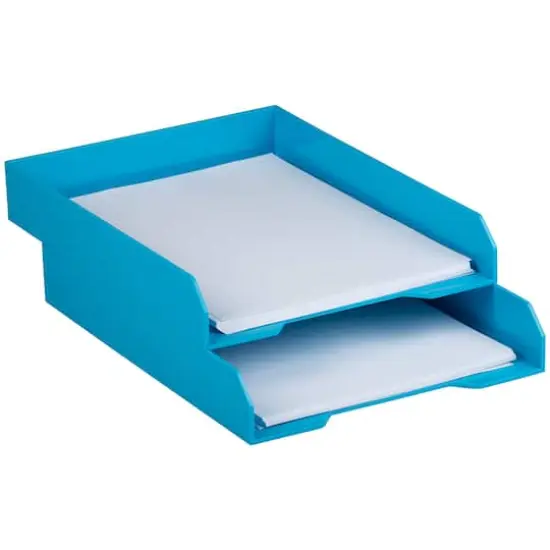 JAM Paper Stackable Desktop Paper Tray Blue {4}