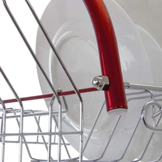 MegaChef 16" Red 2-Shelf Iron Wire Dish Rack {4}