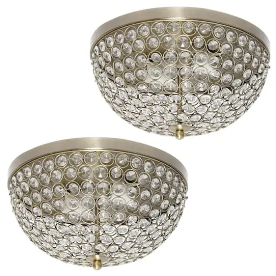 Lalia Home 13" Antique Brass Glam 2-Light Dome Flush Mount, 2ct. {1}