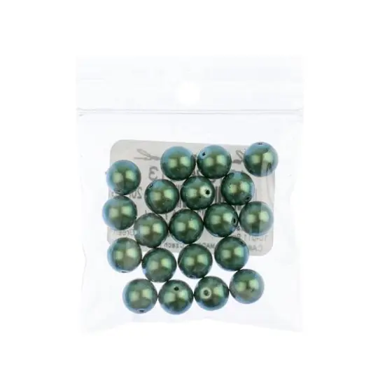 Preciosa Maxima 8mm Pearlescent Glass Nacre Pearls, 20ct. Green {3}