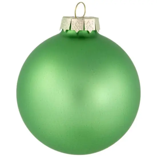 6ct. 3" Shiny & Matte Green Glass Ball Ornaments {7}