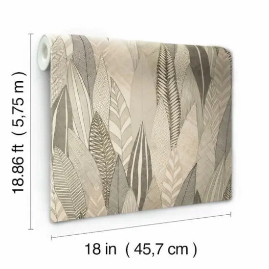 Roommates Fern & Feathers Peel & Stick Wallpaper Tan/Brown {7}