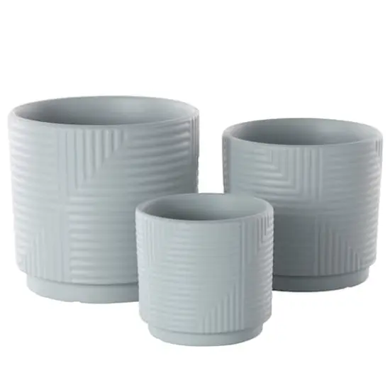 Gray Ceramic Geometric Planter Set {1}