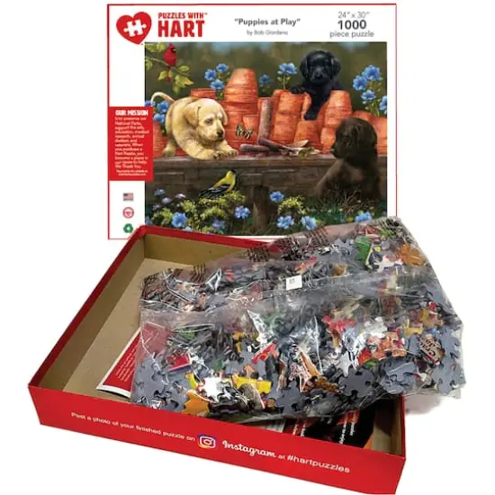 Hart Puzzles Puppies at Play by Bob Giordano 1,000 Piece Jigsaw Puzzle {4}