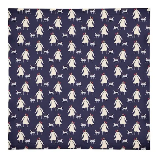 French Woman and Dog 10" x 10" Cotton Twill Napkin {1}
