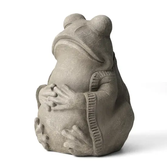 Glitzhome&reg; 16.75" Faux Concrete Zen-Style Frog Garden Statue {1}