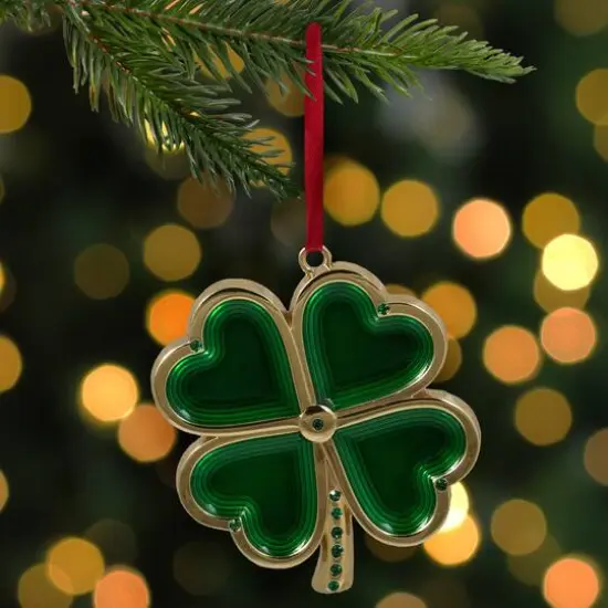 Green & Gold Luck of the Irish Clover Ornament {7}