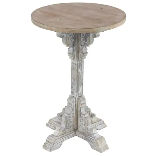 23" White Chinese Fir Farmhouse Accent Table {1}