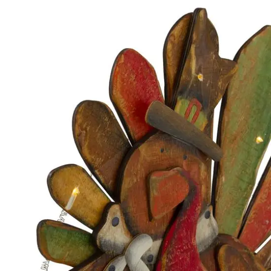 13" Lighted Turkey & Pumpkin Thanksgiving Tabletop Decor {5}