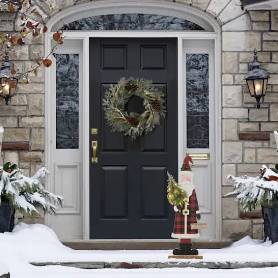 Glitzhome&reg; 36'' Lighted Wooden Santa Porch D&eacute;cor {5}