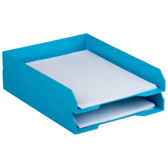 JAM Paper Stackable Desktop Paper Tray, 2ct. Blue {5}