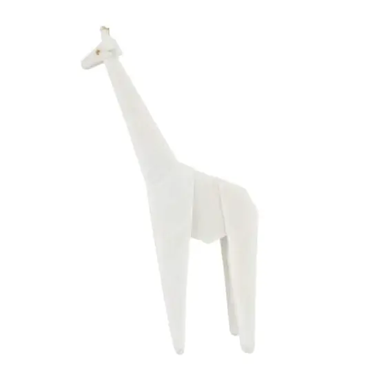 White Polystone Elephant & Giraffe Cubist Inspired Sculpture Set {9}