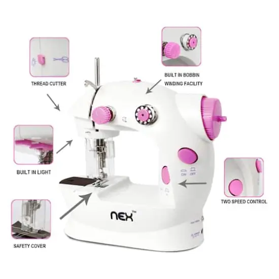 NEX&trade; Cute Pink Flex-Speed Double-Thread Cordless Easy Sewing Machine with Needle Protector {5}