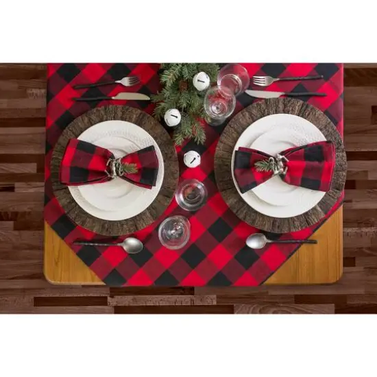 DII&reg; Buffalo Check Oversized Napkin, 6ct. Tango Red/Black {5}
