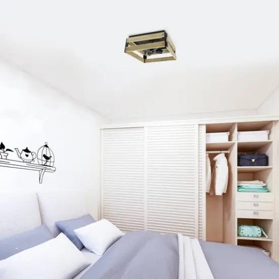 Lalia Home 14" Barnlit 4-Light Decorative Squared Metal Flush Mount {6}