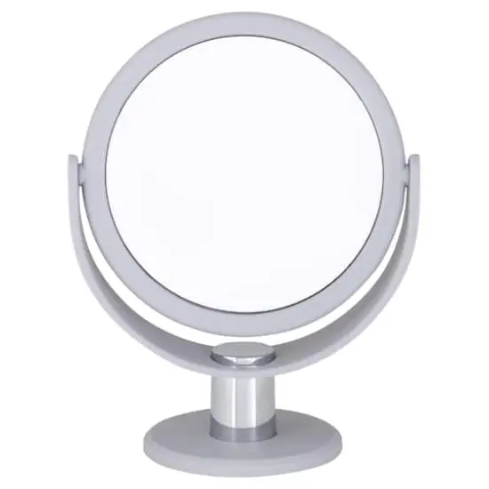 Home Details Dual Sided 10X Magnification Rubberized Vanity Mirror Gray {6}