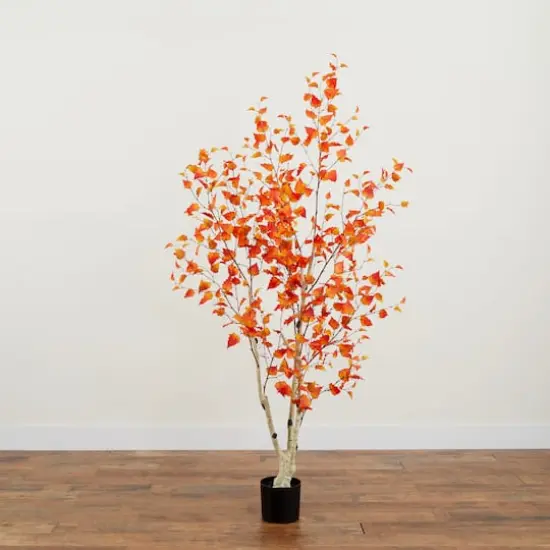 6ft. Autumn Birch Artificial Fall Tree {7}