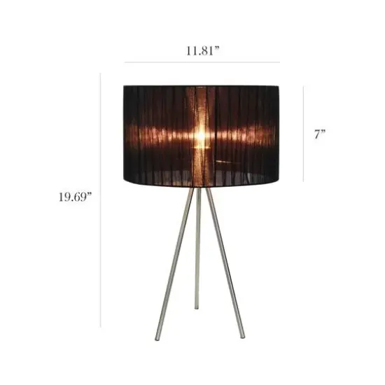 Simple Designs Brushed Nickel Tripod Table Lamp Brushed Nickel/Black {3}