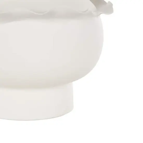 12" White Layered Petals Floral Inspired Abstract Ceramic Decorative Vase {5}