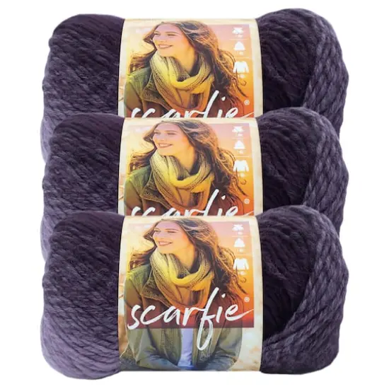 3 Pack Lion Brand&reg; Scarfie Yarn Eggplant/Lilac {1}