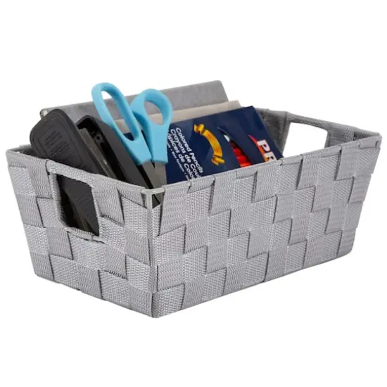 Simplify Small Grey Woven Storage Shelf Baskets, 2ct. {3}
