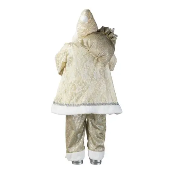 Glitzhome&reg; 35.5" Faux Fur Elegant Christmas Santa Figurine {8}