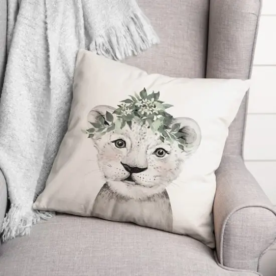 Soft Sage Cub 18" x 18" Throw Pillow {3}