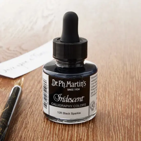 Dr. Ph. Martin's&reg; Iridescent Calligraphy Color Ink 10R Black Sparkle {3}