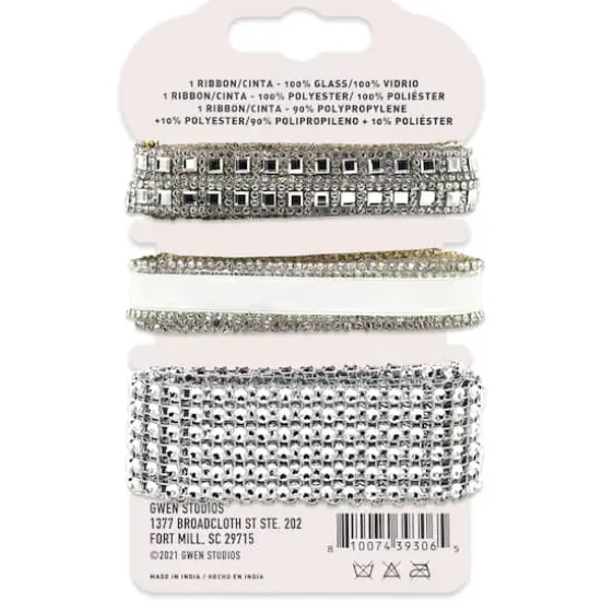 Gwen Studios 6yd. Satin & Rhinestone Trim Set White {3}