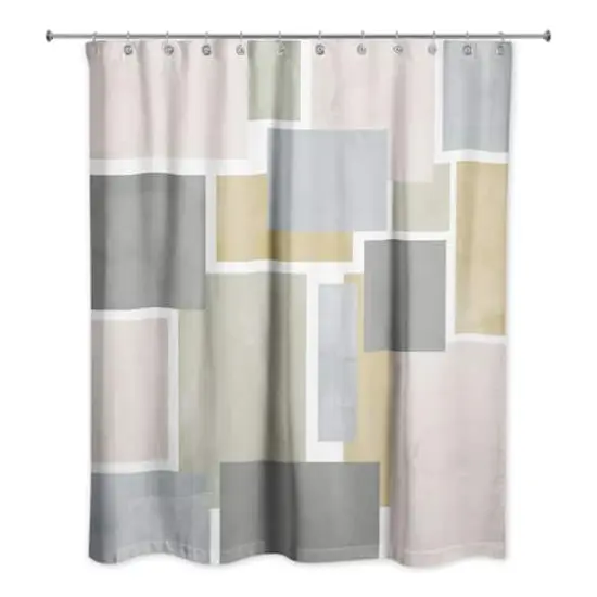 Muted Abstract Squares 71" x 74" Shower Curtain {1}