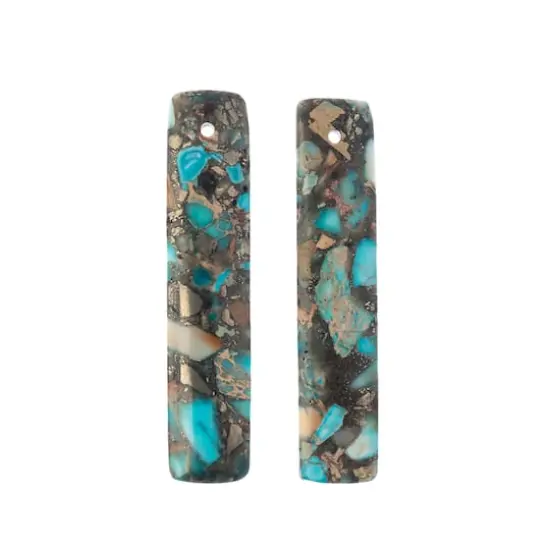John Bead Earth’s Jewels Synthetic Imperial Jasper Rectangle Pendant Slices, 2ct. Turquoise {3}
