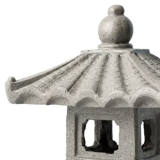 Glitzhome&reg; 16" MGO Faux Concrete Pagoda Garden Statue {8}