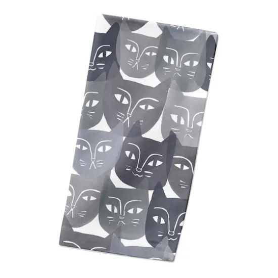 Gray Cat Face Pattern 10" x 10" Cotton Twill Napkin {3}