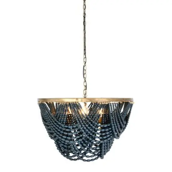 Hello Honey&reg; 26" 2-Tier Draped Wood Bead Chandelier Blue {7}