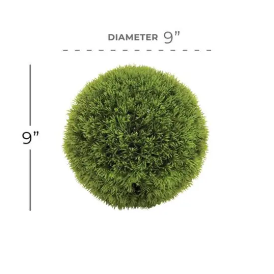 CosmoLiving by Cosmopolitan 9" Green Contemporary Style Faux Grass Ball Artificial Foliage {6}