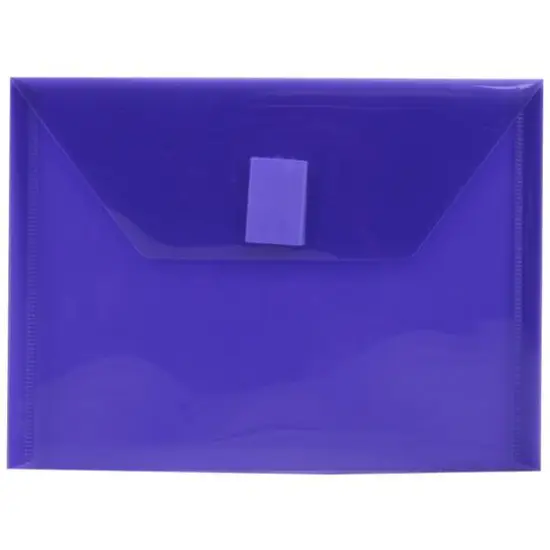 JAM Paper 5.5" x 7.5" Plastic Hook & Loop Closure Envelopes, 12ct. Purple {1}