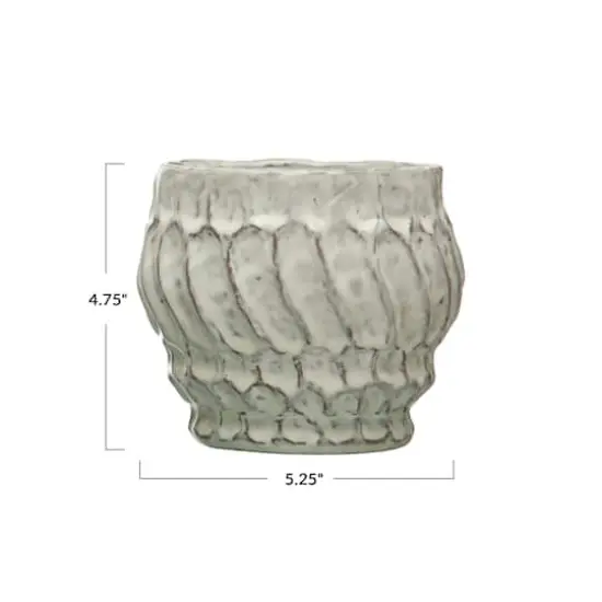 Hello Honey&reg; 5" Ivory Embossed Stoneware Planter {6}