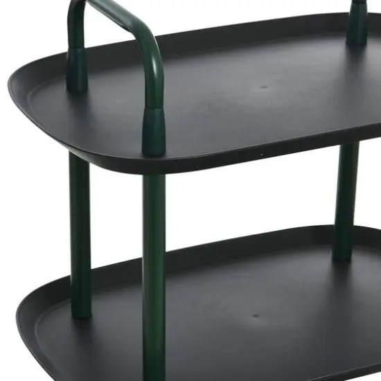 Hello Honey&reg; Main + Mesa&trade; 3-Tier Modern Plastic and Metal Trolley Black and Dark Green {8}