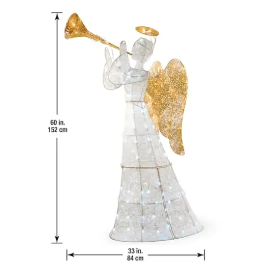 60" Crystal Angel Decoration, White LED Lights {7}
