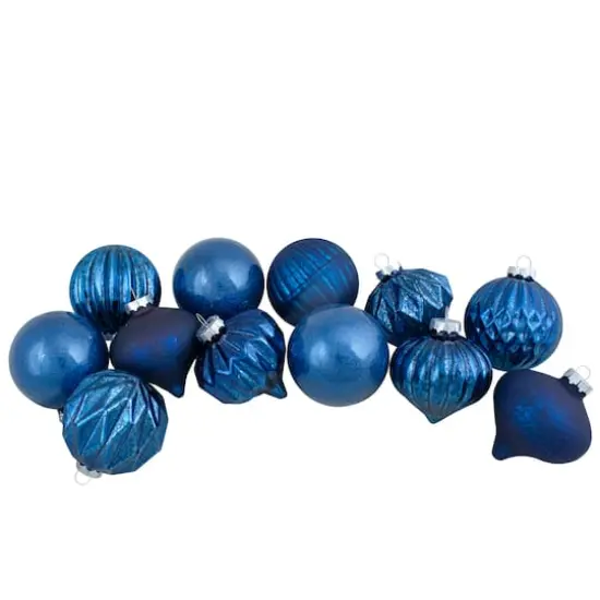 12ct. Blue Glass Onion & Ball Ornaments {1}