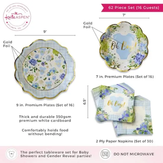Kate Aspen&reg; Blue Baby Shower Onesie Floral Tableware Set {7}