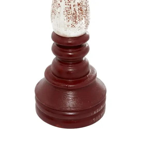 20" Red & White Wood Farmhouse Candlestick Holder Set {5}